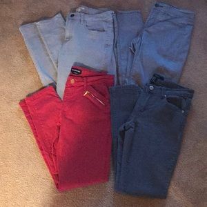 Assorted colored jeans